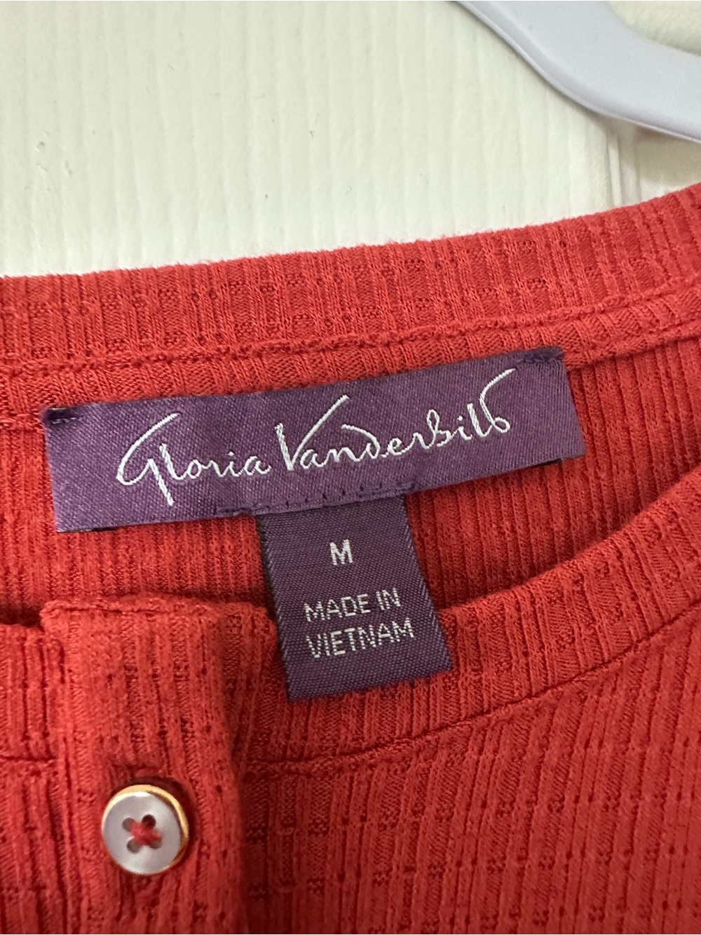 Gloria Vanderbilt Rust Burnt Orange Textured Henley Long Sleeve - Picture 2 of 4